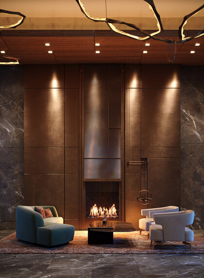 The Cortland Lobby Fireplace